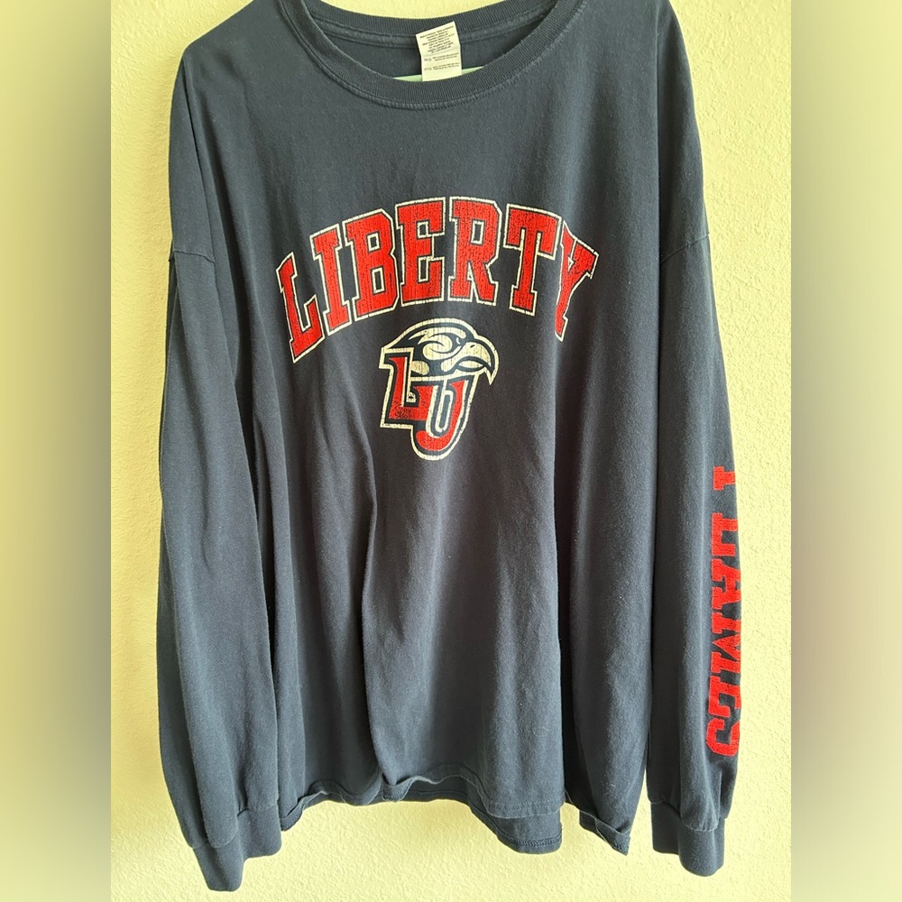 Gildan 3X Liberty University long sleeve with “Flames” down the sleeve